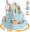 Desk Pencil Pen Holder, 9 Slots 360 Degree Rotating Organizer, Cute Storage Cup for Office, School, Home (Blue)