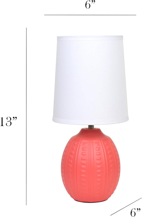 LT1163-ORG 12.5" Simple Designs Chic Glow Mini Textured Oval Table Lamp, for Bedroom, Office, Living Room, Stylish