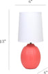 LT1163-ORG 12.5" Simple Designs Chic Glow Mini Textured Oval Table Lamp, for Bedroom, Office, Living Room, Stylish