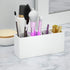 NIUBEE Acrylic Pen Holder 4 Compartments, White Pencil Organizer Cup for Countertop Desk Storage