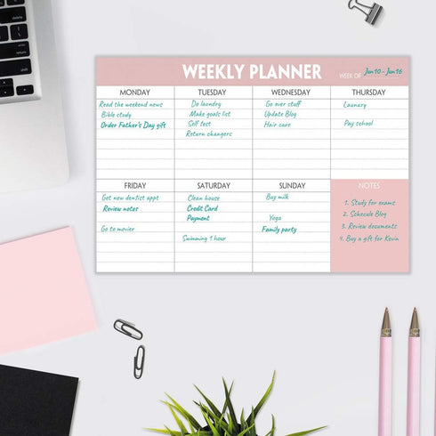 Weekly Planning Pad - Tear Off To Do List with Daily Schedule & Calendar, 52 Sheets, 6x9 in