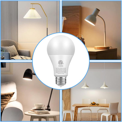 A19 3-Color LED Light Bulbs, 9W (60 Watt Equivalent), Soft Warm, Warm White, Daylight, 2 Pack