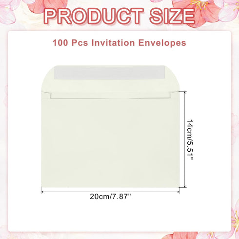 7.5x5.5 Inch 100 A7 PATIKIL Invitation Envelopes, Pcs Self-Seal for Invitations Self Seal for Weddings Thank You Card