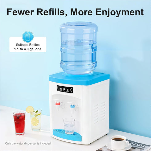 YUTOUB 1.1-4.9 Countertop Use(46.4F 194F) Gal Top Loading Water Dispenser, Hot/Cold/Warm Hot and Cold Mini Water