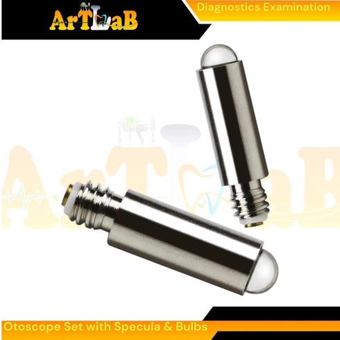 artlab 17pc Set Bulbs, Examination Otoscope with LED Disposable Specula, & Storage Case - Standard-Size Otoscope