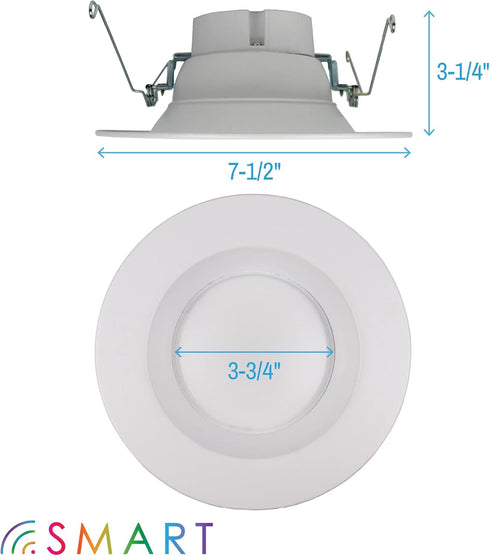 2-Pack Dimmable 5 6 inch 12W, 65W CLEANLIFE Smart LED Recessed Lighting Retrofit Downlight RGB + Tunable White Color