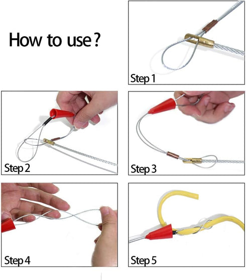 11' Fiberglass Running Electrical Wire Cable Pulling Fish Tape Kit with 5 Attachments in Carrying Case