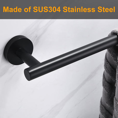 Nolimas Matte Black Bath Towel Bar, Classic Wall Mounted Towel Rack, SUS304 Stainless Steel, 16 Inches