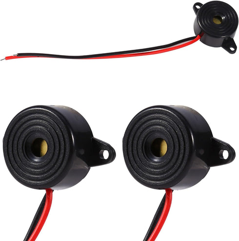 Walfront 23mm 12mm 100mm Piezoelectric Buzzer, Active Sound Electronic Sounder with Integrated Driver for Computers