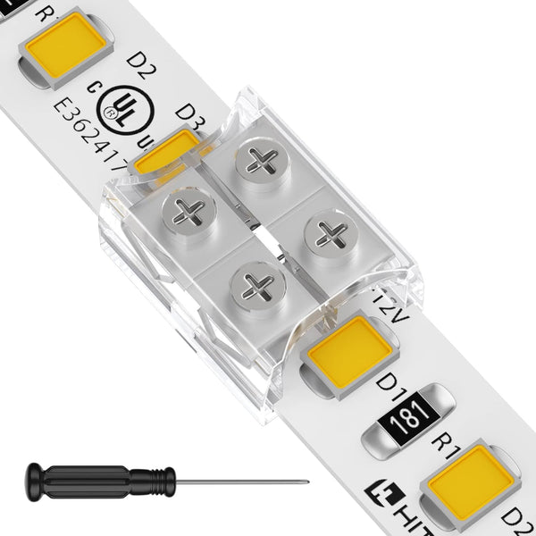 HitLights 26 Pack 2 Pin LED Connector - Solderless LED Tape Light Connectors with Screwdriver for 12V 24V Strips