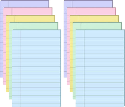 TaoBary 10 Pack Lined Sticky Notes, 500 Sheets (50/Pad), 5 x 8 Inch Colorful Self Stick Notes for Office Home Supplies