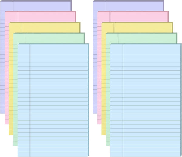 TaoBary 10 Pack Lined Sticky Notes, 500 Sheets (50/Pad), 5 x 8 Inch Colorful Self Stick Notes for Office Home Supplies
