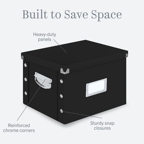 Snap-N-Store File Storage Box & Organizer - 2 Pack, Portable File Boxes for Documents, Back To School