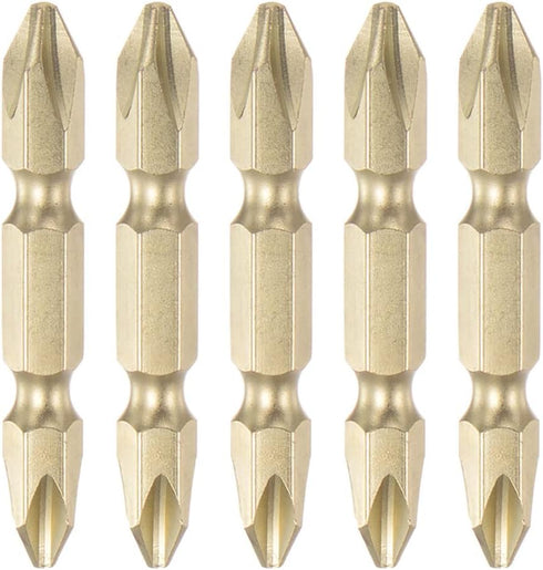 5pcs PH2 Phillips Head Screwdriver Double Ended Driver Bit, 2" Length, 0.25" Dia S2 Steel Magnetic for Power Tool
