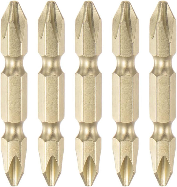 5pcs PH2 Phillips Head Screwdriver Double Ended Driver Bit, 2" Length, 0.25" Dia S2 Steel Magnetic for Power Tool