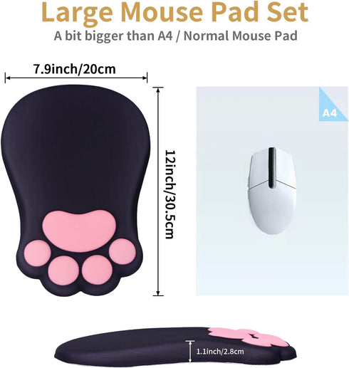 L-SPOUTTO Ergonomic Mouse Pad with Wrist Rest,Cute Cat Paw Mousepad Wrist Support,Comfortable Massage Design Computer