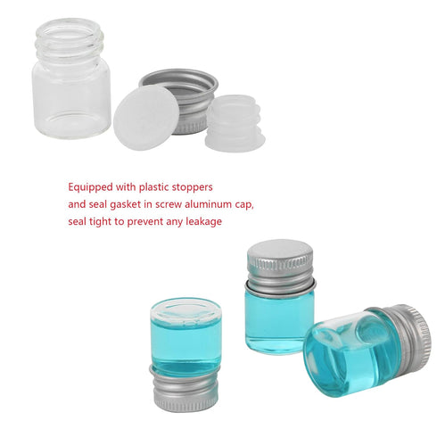 5ml Glass Vials with Screw Caps and Plastic Stoppers, Small Clear Liquid Sample Vial, Leak-Proof Vial, 50PCS