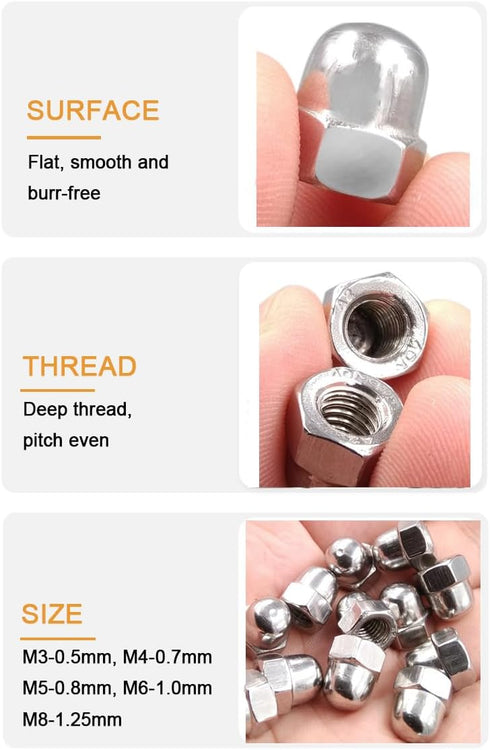 binifiMux 1/2-13 Acorn Cap Nuts, 304 Stainless Steel, Pack of 10 for Outdoors