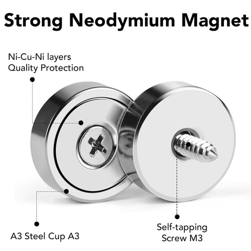 LOVIMAG 20lbs Rare Earth Magnets, 60Pcs Neodymium Cup Magnets, Waterproof Pot Magnet for Science, Craft, Office