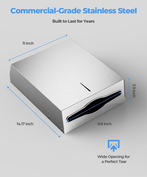 Commercial Paper Towel Dispenser Wall Mount, Brushed Stainless Steel Paper Towel Holder with Lock for Multifold/Trifold
