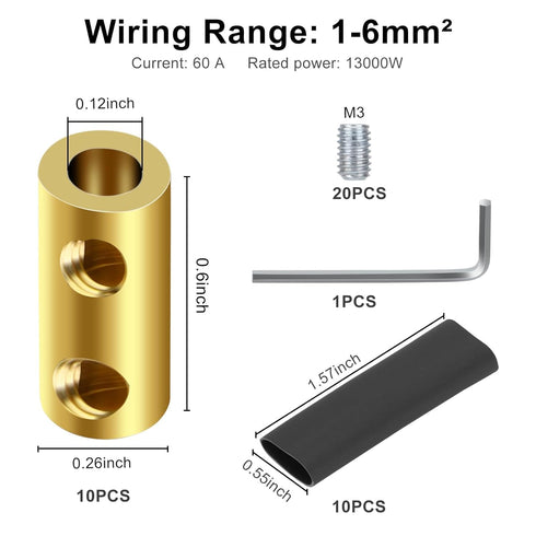 Linkstyle 10PCS 10 AWG Gauge Wire Connector Nut Kit, 60A Quick Wiring Connection Terminal, Splicing Quick Wiring Connection Terminal, Circuit Connector Wire Connector with Screws and Heat Shrink Tube