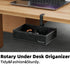 PU Leather Under Desk Drawer - 360° Rotating Clamp Organizer for Desk, Remote Control, and Pencil Storage