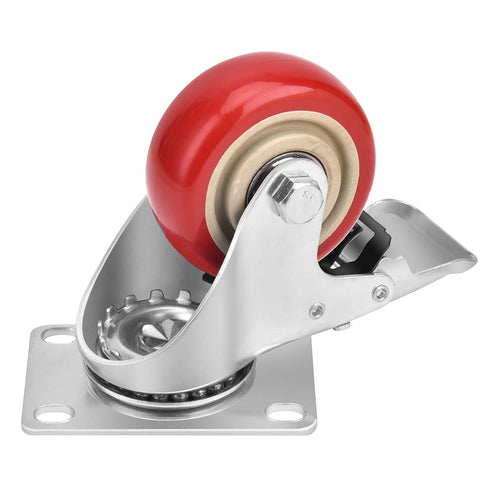 3 Inch Industrial Heavy Duty Swivel Caster Wheels, Set of 4 with Brake, Load Capacity 1600lbs for Various Applications