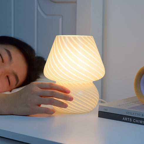 Dimmable BestAlice Mushroom Lamp, Glass Mushroom Night Light USB Rechargeable Remote Control Three Colors Small Bedside