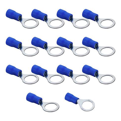Fielect 100Pcs AWG16-14 Insulated Ring Terminals Connectors M8 Terminals Blue Electrical Wire Crimp Connectors