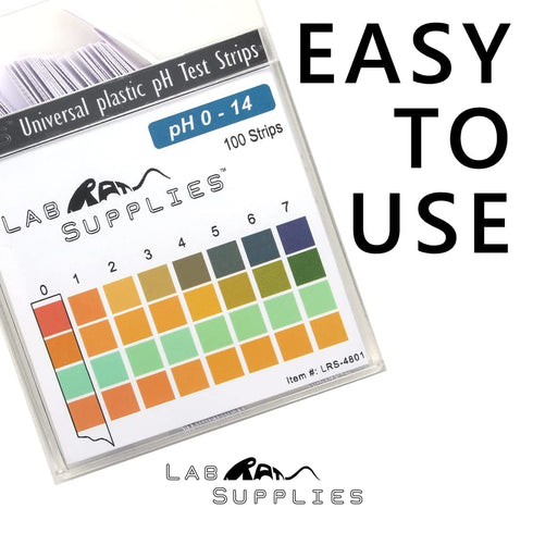 Plastic pH Test Strips, Universal Application, 100 Strips for Saliva, Soap, Urine, Food, Water, Soil Testing