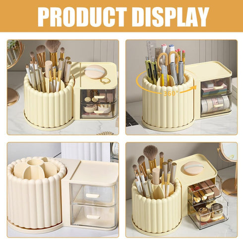 Rotating Pen Holder - Convenient Makeup Brush Organizer and Desktop Pen Supply Holder for Office