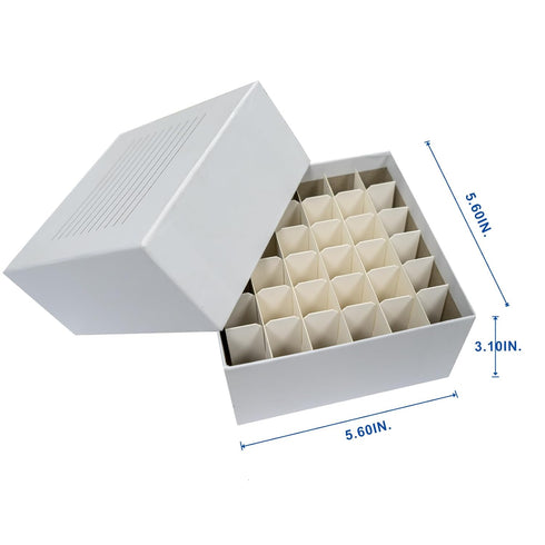 36-Well Lab Freezer Box with Lid, Cryo Storage Box for 15ml Centrifuge Tubes, White Cardboard Freezer Lab Box, 5 Pcs