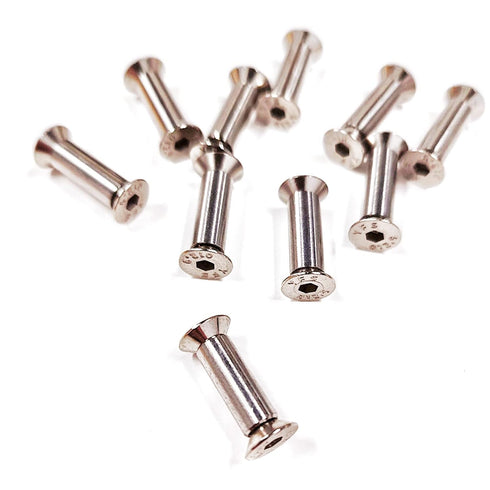 10PCS Knife Handle Bolt Rivets Scale Screw Fastener Nut Flat Hex Head Silver