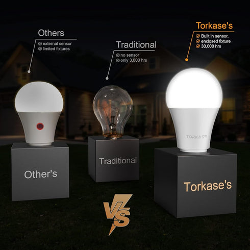 Bulbs, Bulb 13W(100W E26 6000K,6 Pack Torkase Outdoor Dusk to Dawn Light Smart Sensor LED Lighting Equivalent)