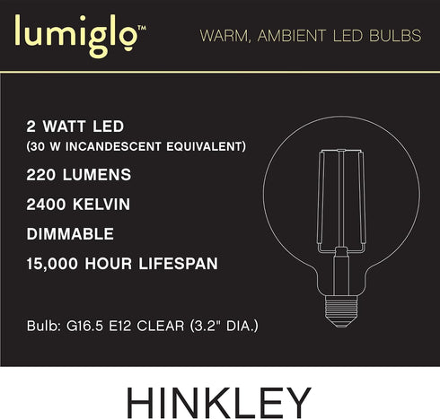 G16 E12 Bulb Hinkley Lumiglo Led Globe Clear
