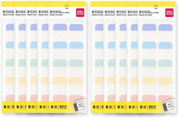Deli 800 Pcs Page Tabs Sticky for Book, Sticky Index Tabs, Self Adhesive Page Markers, Ultra Tabs for Notebooks