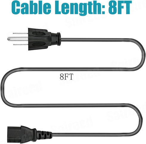 Power Cord Replacement for Brother MFC Printers, 8ft 3 Prong AC Power Cable