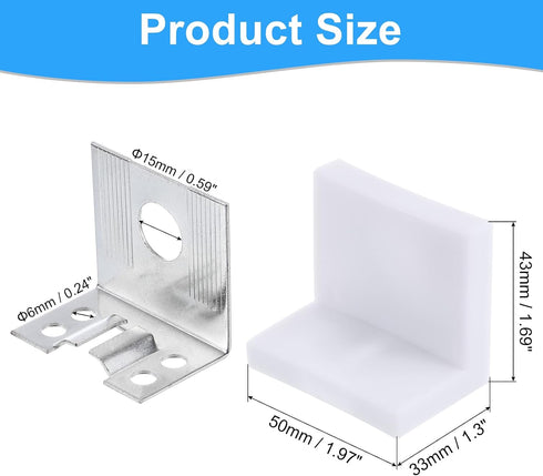 12 90 43x50x33mm uxcell Pcs Degree Plastic Corner Braces, Shelf Right Angle Brackets with Screws for Cabinets