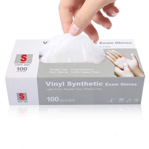 100PCS Disposable Medical Clear Vinyl Exam Gloves Industrial Gloves - Latex-Free & Powder-Free (Small)