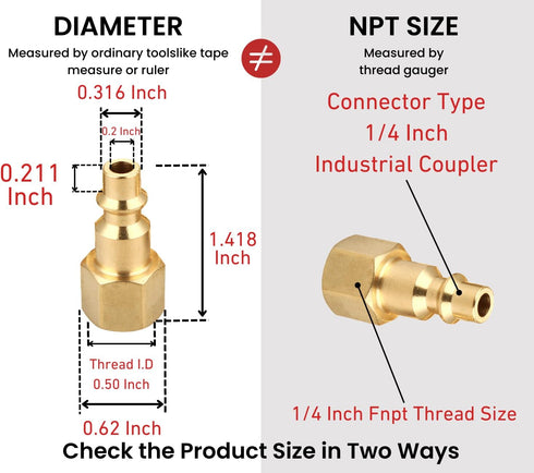 Air Hose Fittings and Quick Connect Air Fittings, 1/4 Inch NPT Brass Female Male Air Coupler Plug (13 Piece)