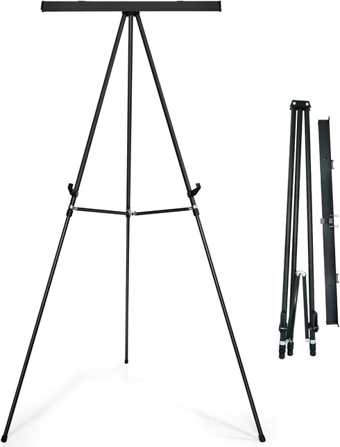 Falling in Art Aluminum Flip Chart Display Easel Stand, Adjustable Floor for Boardroom, 63 1/2'' High, Black