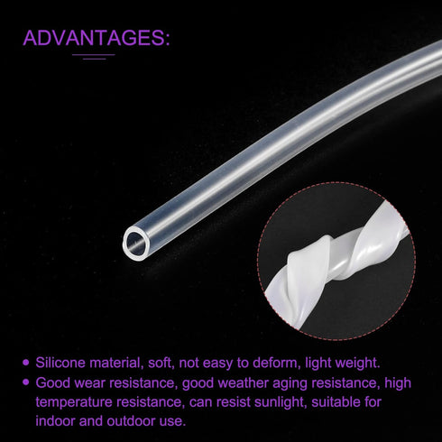 DMiotech Clear Silicone Tube, 1/8" ID 5/32" OD, 3.3 Feet Industrial Tubing for Water and Air Pump Applications