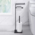 304 Miyili Matte Black Freestanding Toilet Paper Holder with Shelf, Premium SUS Stainless Steel Bathroom Storage