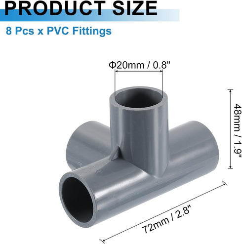 1/2" 8 4 Elbow Elbow uxcell PVC Fittings, Pcs - Way Connector PVC Furniture Fittings Corner Fitting for Water Supplies