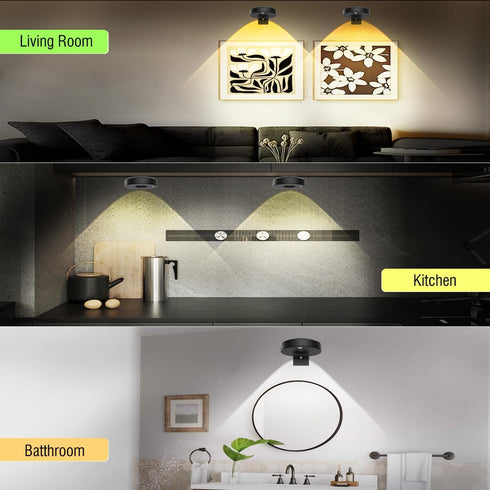 EUIOKUN 3Pack Dimmable&Timer LED Picture Lights for Wall Rechargeable Battery Picture Frame Light with Remote Wireless