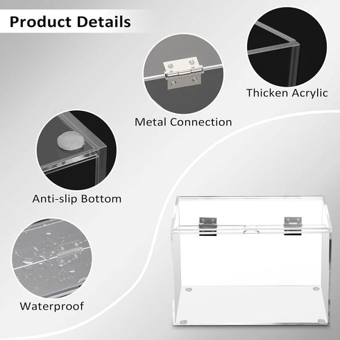 5 8 inch BTSKY Clear Acrylic x Index Card Box with Sign Lid - Index Card Holder Notecard Box Recipe Card Box Plastic