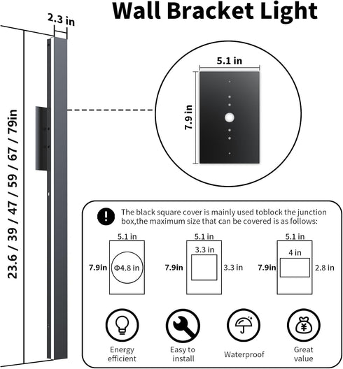 6-in-1 RGB Outdoor Wall Light, Modern Wall Light with Music Rhythm, LED Wall Sconce for Outdoor Bar and Indoor Use,