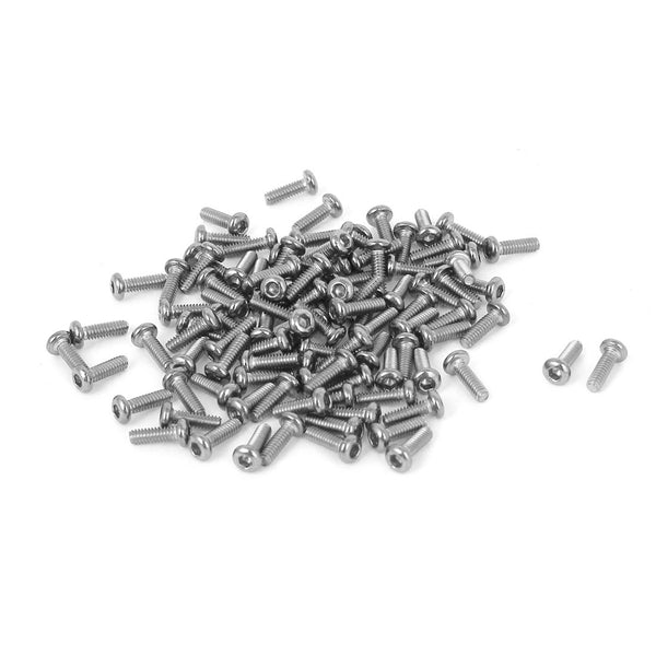 uxcell M2x6mm Stainless Steel Hex Socket Button Head Cap Bolts Screws - 100 Pcs