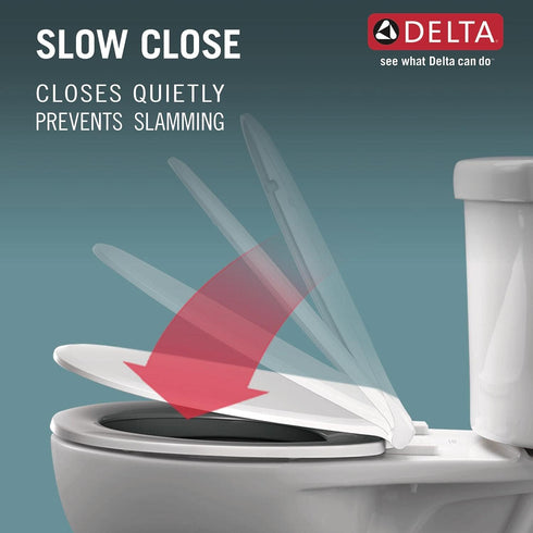 811903-WH Delta Faucet Morgan Elongated Slow-Close White Toilet Seat with Non-Slip Seat Bumpers, White