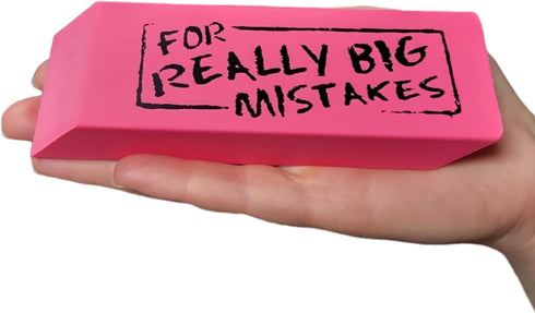 Jumbo Big "for Really Big Mistakes" Wedge Pink Erasers (5.5" x 2") - Large Rubber Eraser, 12 Pack